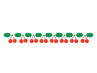 绿色卡通圣诞樱桃分割线元素GIF动态图